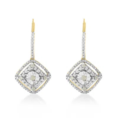Haus Of Brilliance Sterling Silver Rose Diamond Dangle Earring In Yellow