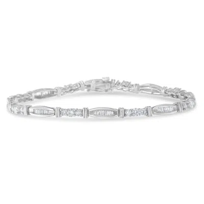Haus Of Brilliance 10k White Gold Geometric Pattern Diamond Tennis Bracelet In White