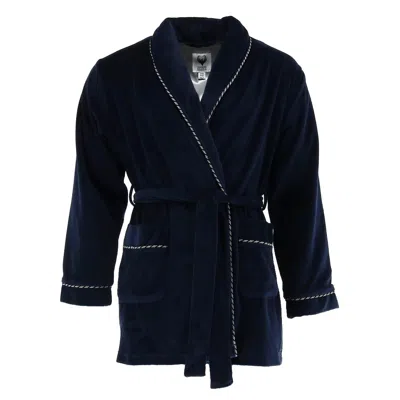 Ascentix Men's Velour Smoking Jacket With Satin Lining In Blue