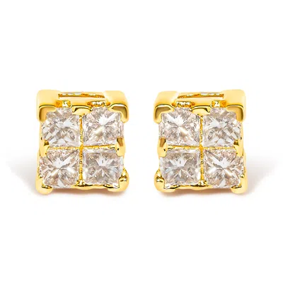 Haus Of Brilliance 10kt Gold Princess Diamond Stud Earring In Yellow