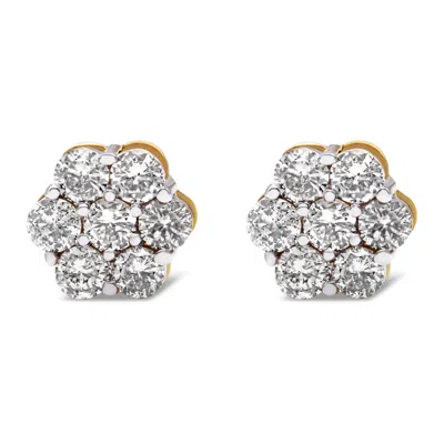 Haus Of Brilliance 14k Yellow Gold 2.0 Cttw Diamond Floral Cluster Stud Earring With Screw Back In Yellow