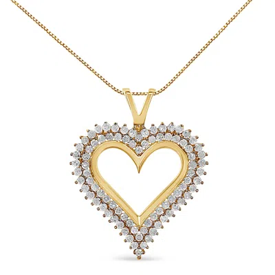 Haus Of Brilliance 10k Yellow Gold Plated .925 Sterling Silver 2.00 Cttw Diamond Heart 18" Pendant N