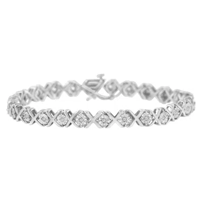 Haus Of Brilliance .925 Sterling Silver 1/4 Cttw Miracle Set Diamond "x" Link Bracelet In White