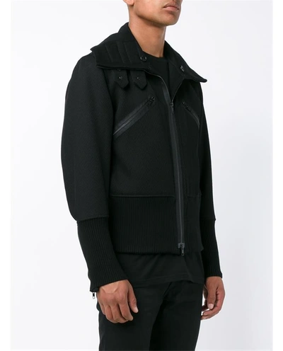 Shop Ann Demeulemeester Virgin Wool Ribbed Bomber Jacket