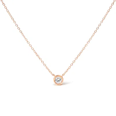 Haus Of Brilliance 10k Gold 1/10 Carat Round Brilliant-cut Diamond Modern Bezel-set Solitaire 16"-18" Pendant Necklace In Multi