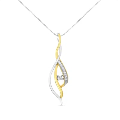 Haus Of Brilliance 10k Yellow And White Gold Round Cut Diamond Accent Cascade 18" Pendant Necklace In Multi