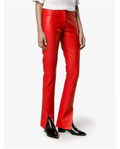Shop Loewe Leather Trousers With Split Hems