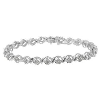 Haus Of Brilliance Sterling Silver Diamond Cluster Link Bracelet In White