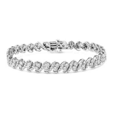 Haus Of Brilliance .925 Sterling Silver 2.0 Cttw Round-cut Diamond "s" Link Bracelet In White