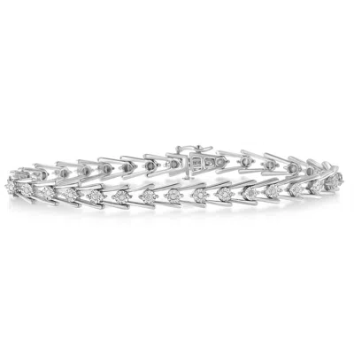 Haus Of Brilliance Sterling Silver Diamond Wave-style Link Bracelet In White