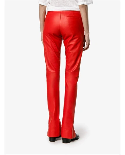 Shop Loewe Leather Trousers With Split Hems