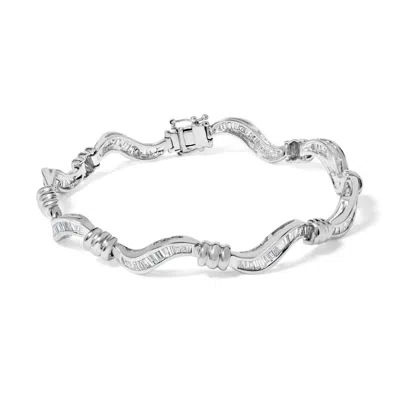 Haus Of Brilliance 14k White Gold 2.00 Cttw Baguette-cut Spiral Link 7" Bracelet In White