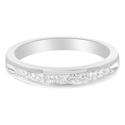 Haus Of Brilliance Igi Certified 1/2 Cttw Princess Cut Diamond 18k White Gold Channel Set Half Eternity Style Wedding B In White