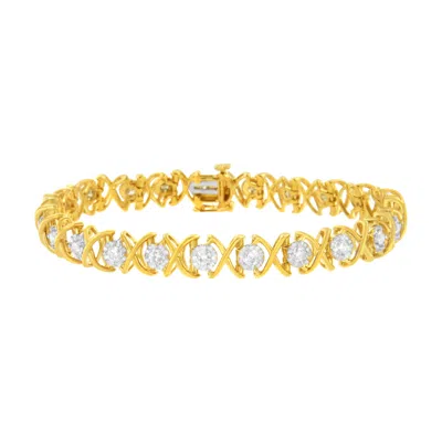 Haus Of Brilliance 10k Yellow Gold Plated Sterling Silver 2 Cttw Diamond "xoxo" Bracelet In Multi