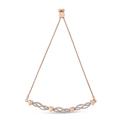 Haus Of Brilliance 14k Rose Gold Plated .925 Sterling Silver Cttw Diamond Accent Layered Infinity Link And Heart Adjust In Multi