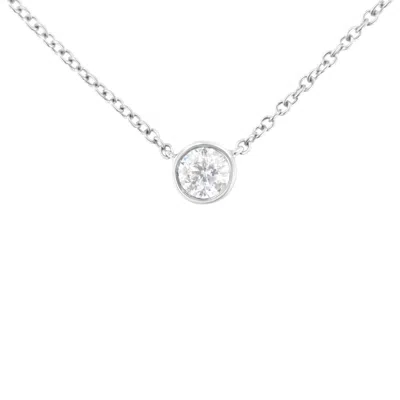 Haus Of Brilliance 10k Gold 0.25 Carat Diamond Classic Bezel-set Solitaire Pendant Necklace With 16"-18" Adjustable Cha In White