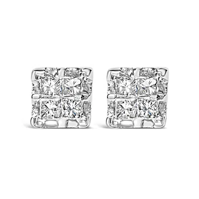 Haus Of Brilliance 10k Yellow Gold Princess Diamond Quad Stud Earrings In Yellow