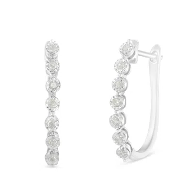 Haus Of Brilliance .925 Sterling Silver 1/2 Cttw Miracle-set Diamond 7 Stone Hoop Earrings In White