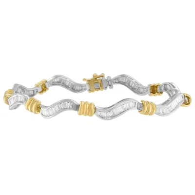 Haus Of Brilliance Original Classics 10k Two-tone Gold Baguette Cut Diamond Spiral Bracelet In Multi