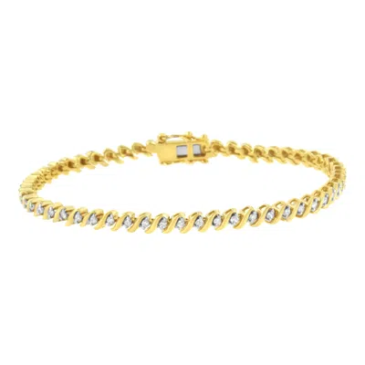 Haus Of Brilliance 10k Yellow Gold Plated .925 Sterling Silver 1/2 Cttw 2-prong Set Diamond S Link Tennis Bracelet- 7.2 In Yellow