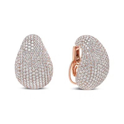 Haus Of Brilliance 18k Rose Gold 13 1/5 Cttw Micro-pave Diamond Sculptural Design Statement Omega Back Earrings In Multi