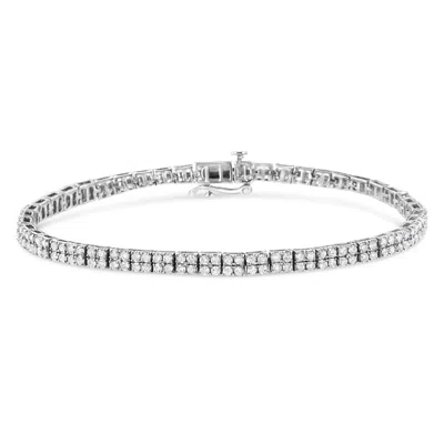 Haus Of Brilliance .925 Sterling Silver 2 Cttw Prong Set Round-cut Diamond 4 Stone Box Link Bracelet In White