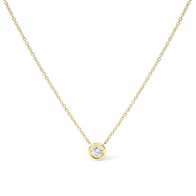 Haus Of Brilliance 10k Gold 1/10 Carat Round Brilliant-cut Diamond Modern Bezel-set Solitaire 16"-18" Pendant Necklace In Yellow