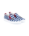 Gucci Striped Slip On Sneakers In Blue