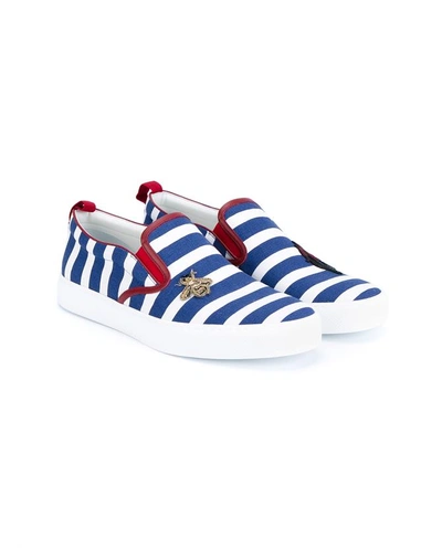 Gucci Striped Slip On Sneakers In Blue