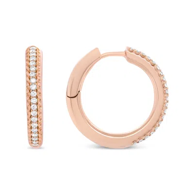 Haus Of Brilliance 18k Rose Gold 1/3 Cttw Round Cut Diamond Hoop Earrings In Multi