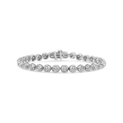 Haus Of Brilliance .925 Sterling Silver 1.0 Cttw Diamond Miracle-plate Open Quatrefoil Flower Circle-link 7" Tennis Bra In White