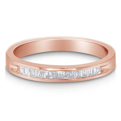 Haus Of Brilliance 10k Rose Gold Over .925 Sterling Silver 1/5 Cttw Diamond Channel-set Stackable Band Ring In Multi