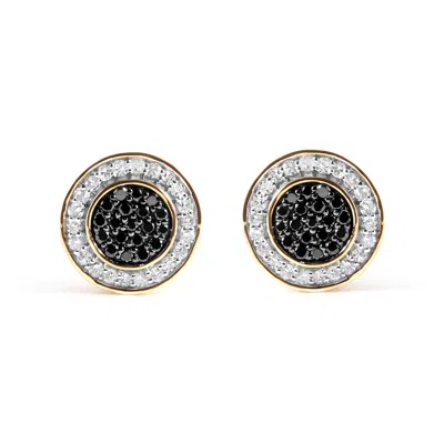 Haus Of Brilliance 14k Yellow Gold Plated .925 Sterling Silver 1/3 Cttw White And Black Treated Diamond Earring In Yellow
