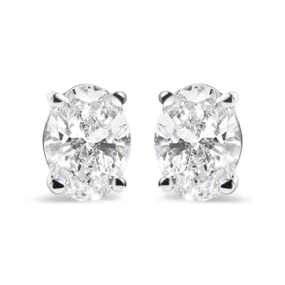 Haus Of Brilliance 14k White Gold 2.0 Cttw Prong Set Lab Grown Oval Diamond Solitaire Stud Earring In White