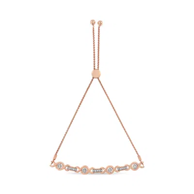 Haus Of Brilliance .925 Sterling Silver Channel Set Diamond Accent Twist 4"-10" Adjustable Bolo Bracelet In Multi
