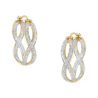 Haus Of Brilliance 10k Yellow And White Gold 1/4 Cttw Diamond Double Infinity Hoop Earrings In Yellow