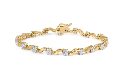 Haus Of Brilliance 10k Yellow Gold 1.00 Cttw Round-cut Diamond Floral S-link 7.50" Bracelet In Yellow