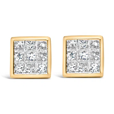 Haus Of Brilliance 14k Yellow Gold 1.0 Cttw Princess Cut Diamond Composite Stud Earrings With Screw Backs In Yellow