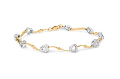 Haus Of Brilliance 10k Two-tone Gold 1/3 Cttw Diamond Pave Set Heart S-link 7.25" Bracelet In Multi