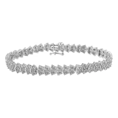 Haus Of Brilliance .925 Sterling Silver 1.0 Cttw Diamond "arrow" Shape Tennis Link Bracelet -7.25" In White