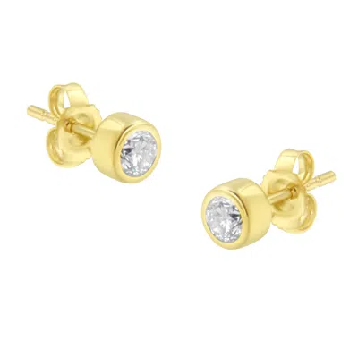 Haus Of Brilliance 10k Gold 0.30 Cttw Round Brilliant-cut Near Colorless Diamond Bezel-set Stud Earrings In Yellow