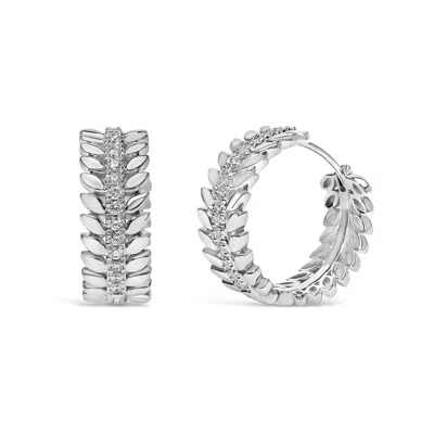 Haus Of Brilliance 14k White Gold 1/4 Cttw Lab Grown Diamond Leafy Wreath Hoop Earrings In White