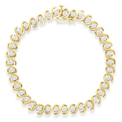 Haus Of Brilliance Yellow Plated Sterling Silver Round-cut Diamond Bracelet In Yellow