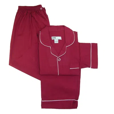 Ten West Apparel Long Sleeve Long Leg Solid Pajama Set In Red