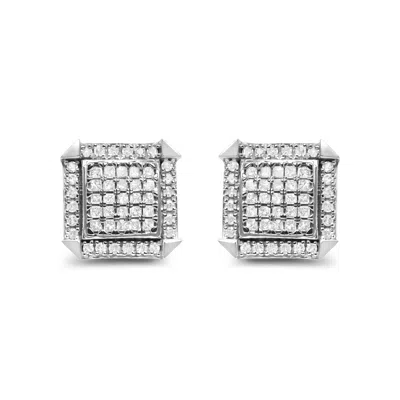 Haus Of Brilliance 10k White Gold 1.0 Cttw Diamond Composite With Halo Stud Earrings In White