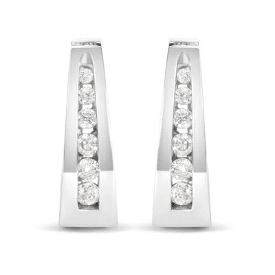 Haus Of Brilliance 14k Gold 1/4 Cttw Channel-set Brilliant Round-cut Diamond Hoop Earrings In White