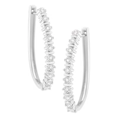 Haus Of Brilliance .925 Sterling Silver 1/4 Cttw Miracle-set Round-cut Diamond Hoop Earring In White