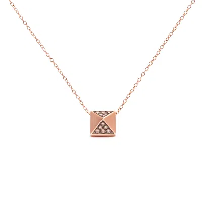 Haus Of Brilliance 14k Rose Gold 1/4 Cttw Brown Diamond Matte Finished Pyramid Pendant Necklace In Multi