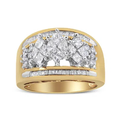Haus Of Brilliance 10k Yellow And White Gold 1 1/2 Cttw Pear Shaped 3 Stone Style Diamond Ring Band In Multi