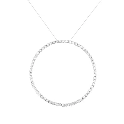 Haus Of Brilliance .925 Sterling Silver 5.0 Cttw Prong Set Round-cut Diamond Open Circle Hoop 18" Pendant Necklace In White